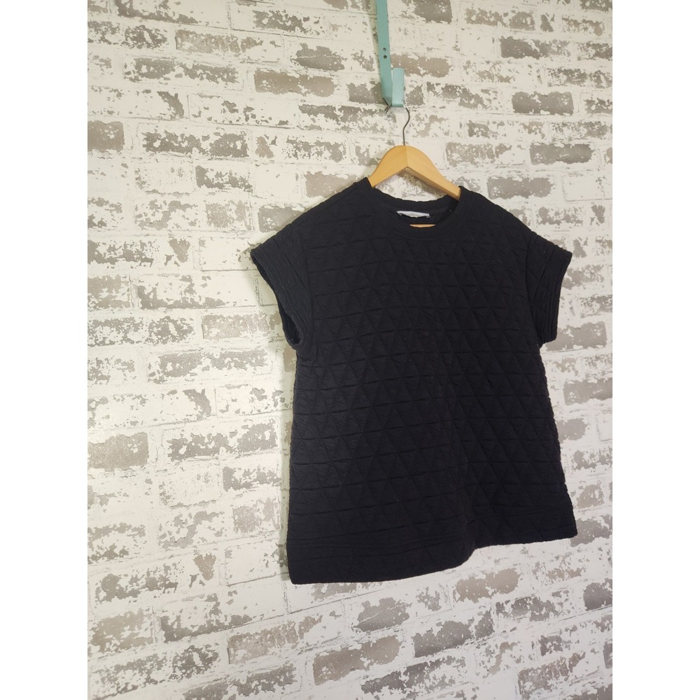 See and Be Seen Quilted Short Sleeve Sweater Size Small Lounge Cozy Casual - Picture 2 of 16